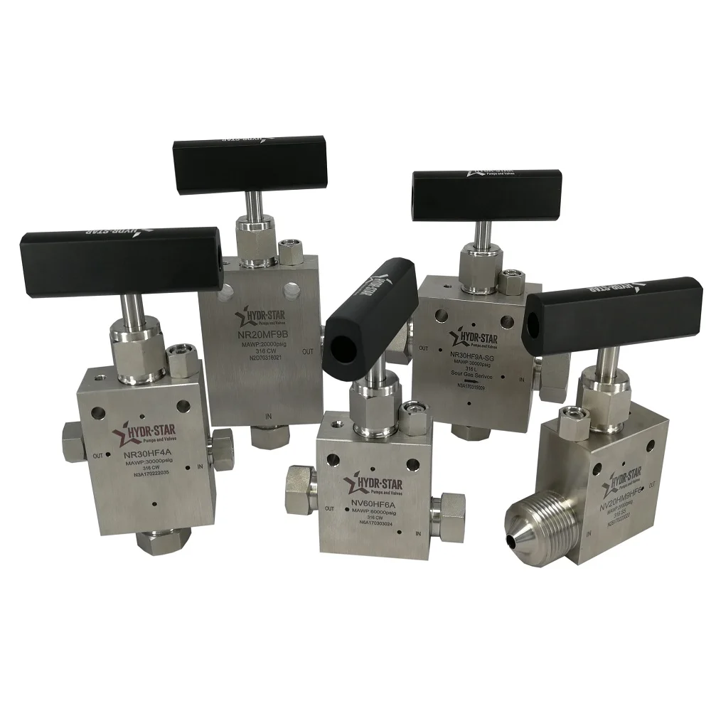 316 Stainless Steel 30000 psi 60000psi 1/4' 3/8' 9/16' High Pressure Needle Valve for Sour Gas