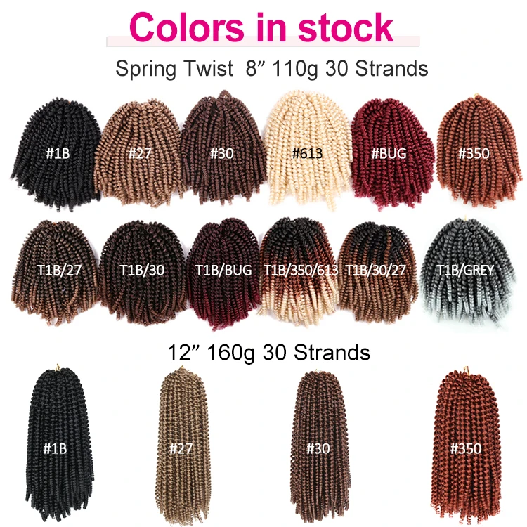 Jullianna Wholesale Bulk Japanese Fiber Expression 8 Inch 30 Strands Spring Twist Synthetic Crochet Braiding Hair
