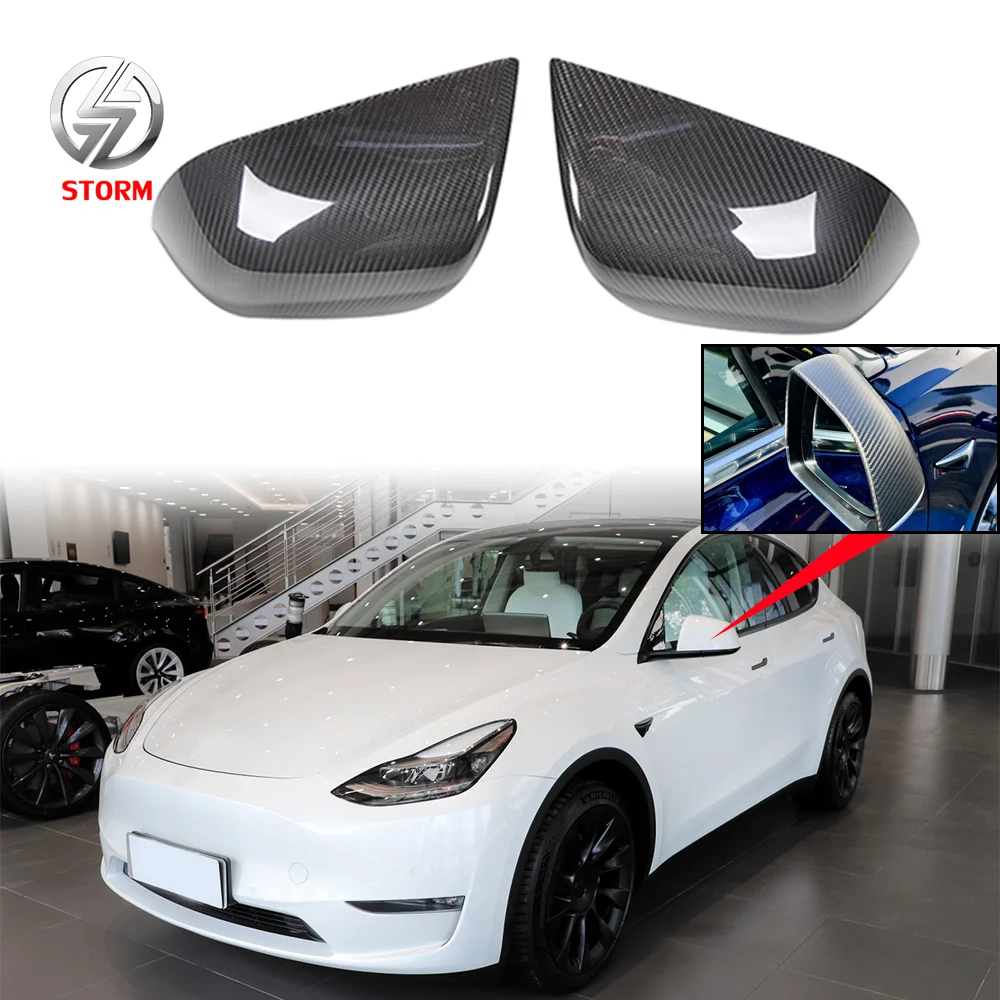 Add On Style Carbon Fiber Mirror Cover For 2019+ Tesla Model 3 Model Y