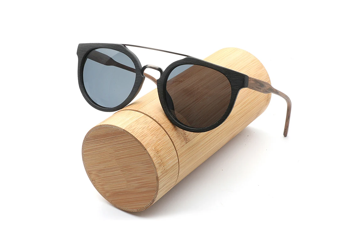 2022 Newest UV400 Vintage Retro Brand Designer Shades Free Custom logo Acetate Round Wood Polarized Sunglasses