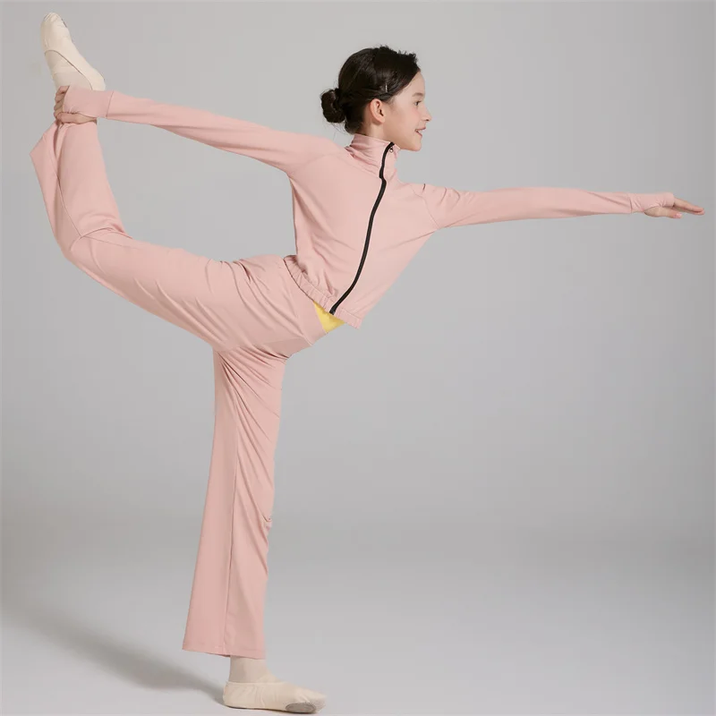 Wholesale High Quality Kids Girls Yoga Sports Riding Fitness Gymnastics Top and pant Ballet Sets Dance Uniform