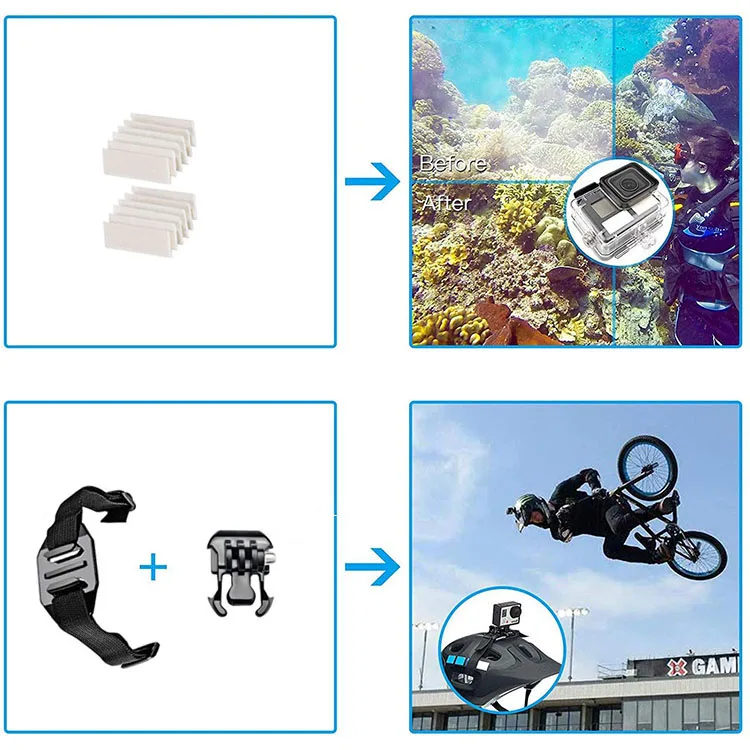  Набор аксессуаров для Gopro Hero8/Hero7/7 Max комплект 50 в 1 с чехлом хранения цвет