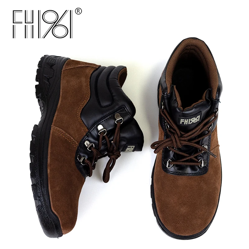 FH1961 Safety Shoes steel toe shoes Anti-Piercing and Water-Resistant Black work boots for men