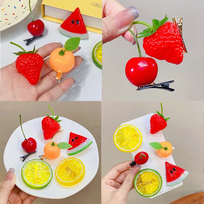 Popular fruit hairpin girl funny fringe clip student food play hair clip barrettes