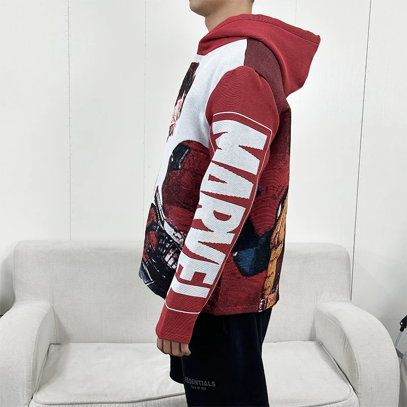 Low MOQ tapestry clothing manufacturer Quick custom marvel tapestry hoodie men