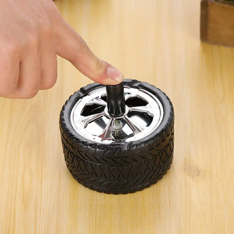 Tire Type Ashtray Round Smokeless Metal Push Down Windproof Outdoor Tabletop Smoke