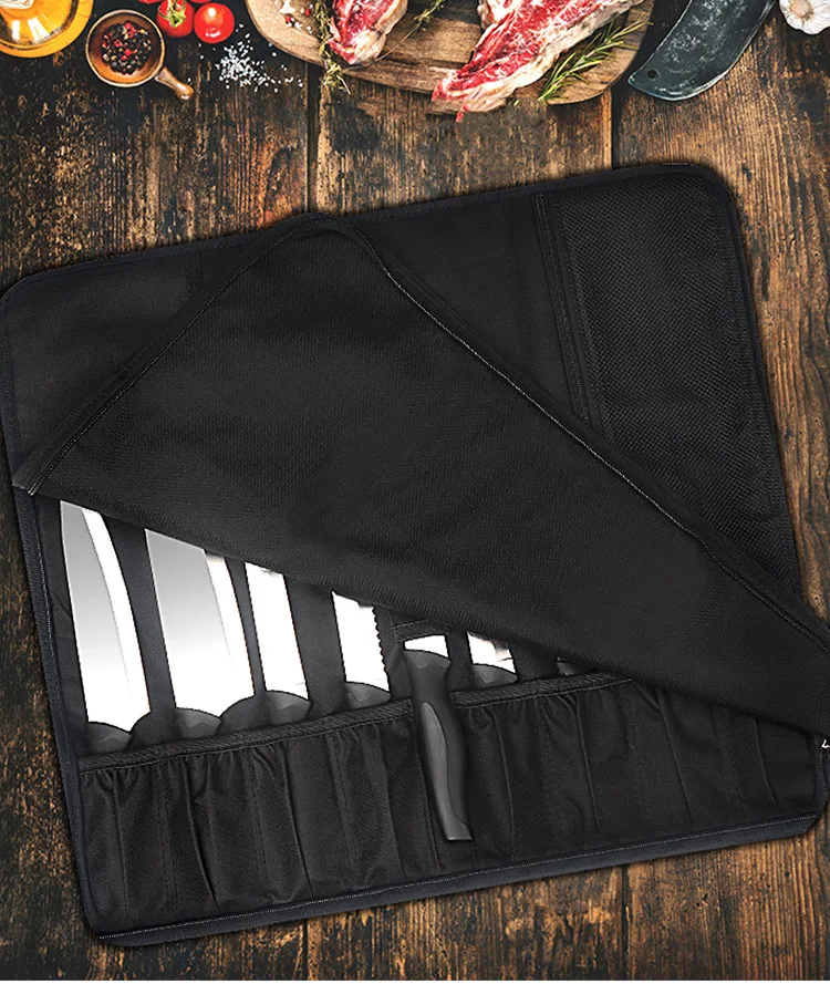 Wholesale Custom Black Outdoor Portable Knife Bag Chef Kitchen Storage Durable Picnic Knife Kit Tool Bag
