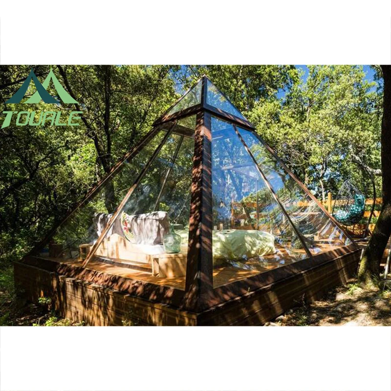 Tourle Pyramid Glass House Prefabricated Glamping Resort Tent House Camping Tent