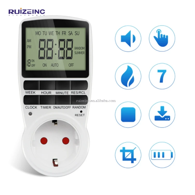 24/7 Days Digital Timer with Random and Summer Time Programmable Timing Socket EU US FR UK AU Plug 230V 50HZ