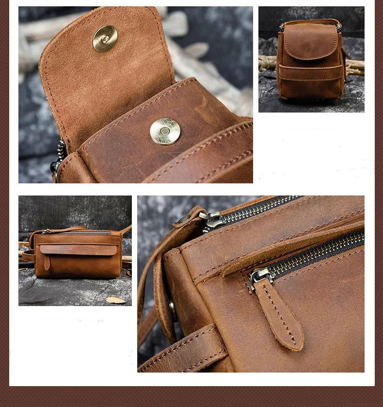 New Arrival Double Zip Crazy Horse Leather Bathroom Dopp Bag Travel Make Up Toiletry Bag Genuine Leather Cosmetic Bag For Man