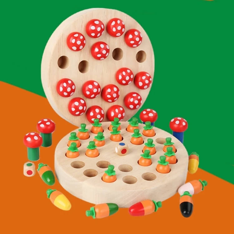 wooden Radish mushrooms memory chess toy Memory Match Stick Chess Game Funny Board Game
