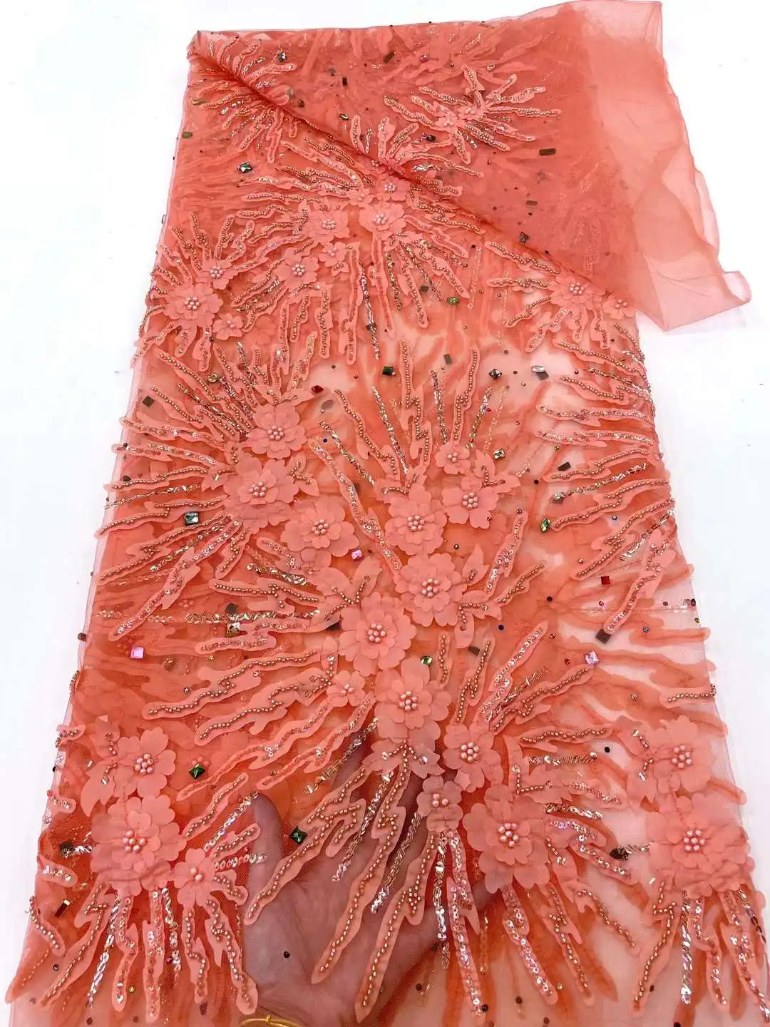 dry lace embroidery 3d fabric for wedding dresses
