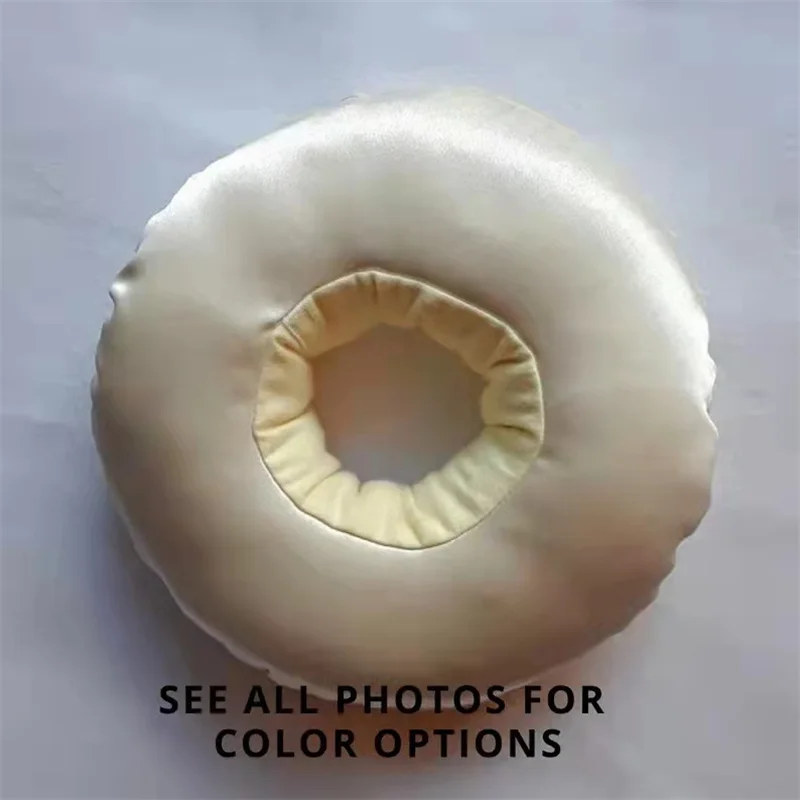 Silk Piercing Pillow Smooth Ear Pillows with Hole for Side Sleepers Pressure Sore Ear Pain Guard Pillows Champagne