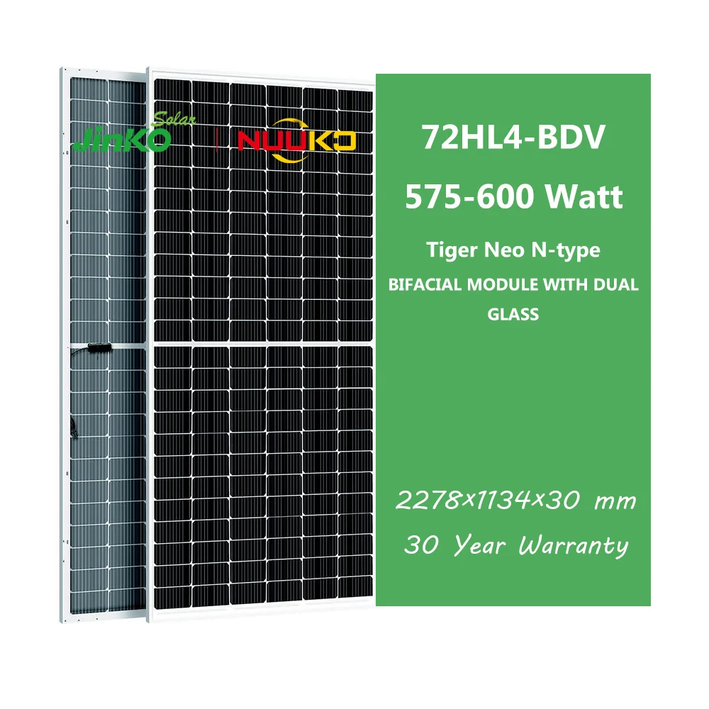 Солнечные панели N-типа Jinko Bifacial Topcon модули 585 Вт 590 595 600 двойная стеклянная фотоэлектрическая панель для жилой солнечной системы