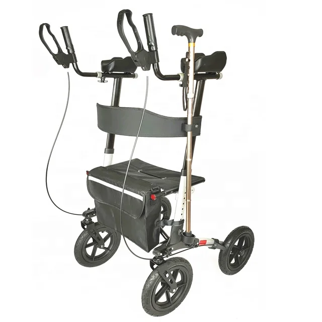 Health care portable 12 inch wheels rollator forearm walker with pu pad armrest for old people
