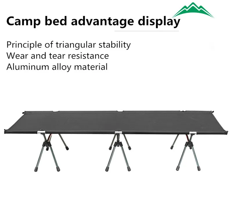 Easy Carrying Aluminum Portable Black 300d High-density Filament Oxford Cloth Stretcher Camping Bed