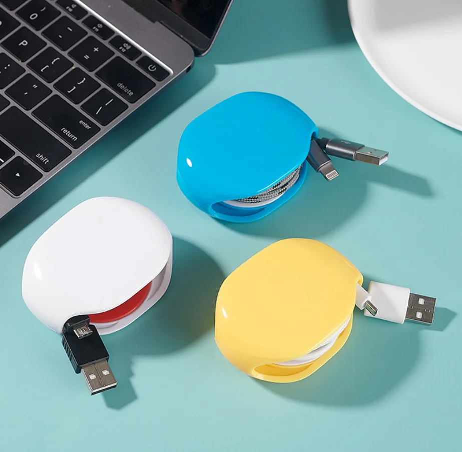 
Custom logo retractable earphone headphone cable winder organizer cord 