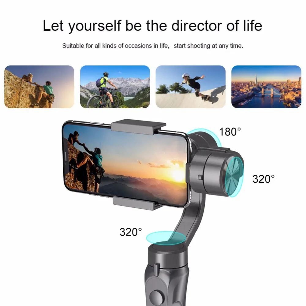  S5B 3-х осевой ручной шарнирный стабилизатор для камеры GoPro мобильный телефон с функцией видеозаписи смартфона gimbal телефона Экшн-камера VS