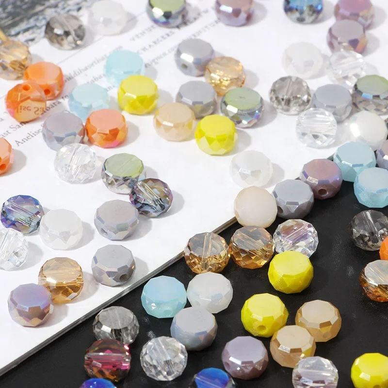 Factory Custom Beads Loose Glass Crystal Machine Faceted Much Size Ab Colors Round Wheel Bracelet Bead For Jewelry Making