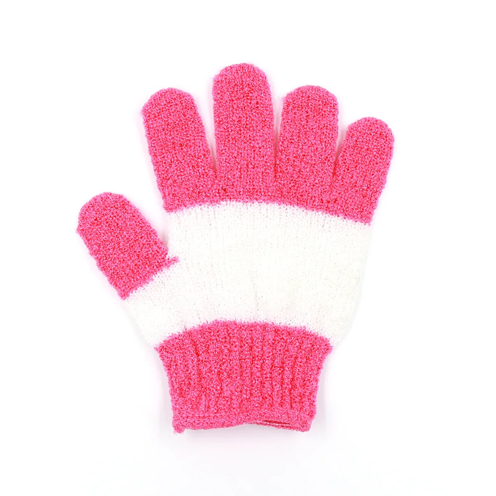 Double-Sided Exfoliating Gloves Body Exfoliating Mitt OEM Label Color Nylon Bath Gloves
