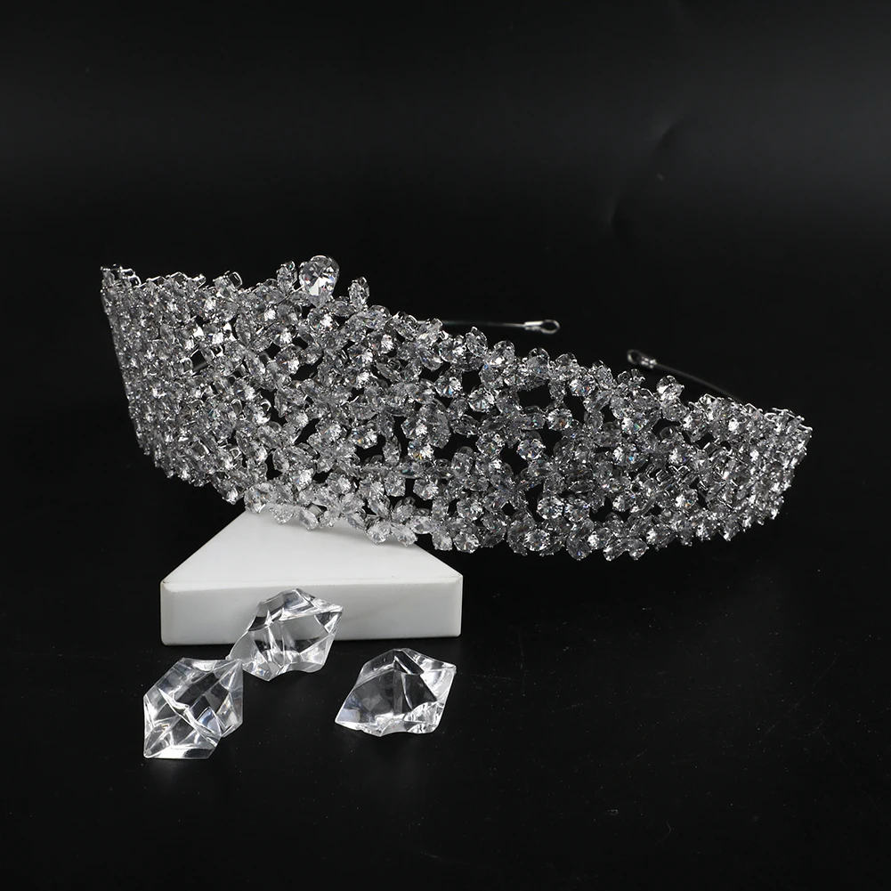 CUNYAN Platinum Plated Zircon Crowns Wedding Crown Headpiece Bridal Hair Accessories Jewelry Women Princess Pageant Crown Tiara