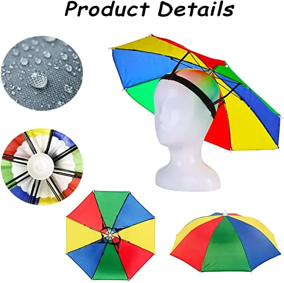 BSBH Wholesale Head Umbrella Hat Cap Custom Print Sublimation Small Portable Headwear Umbrella Hat Outdoor Fishing Umbrella