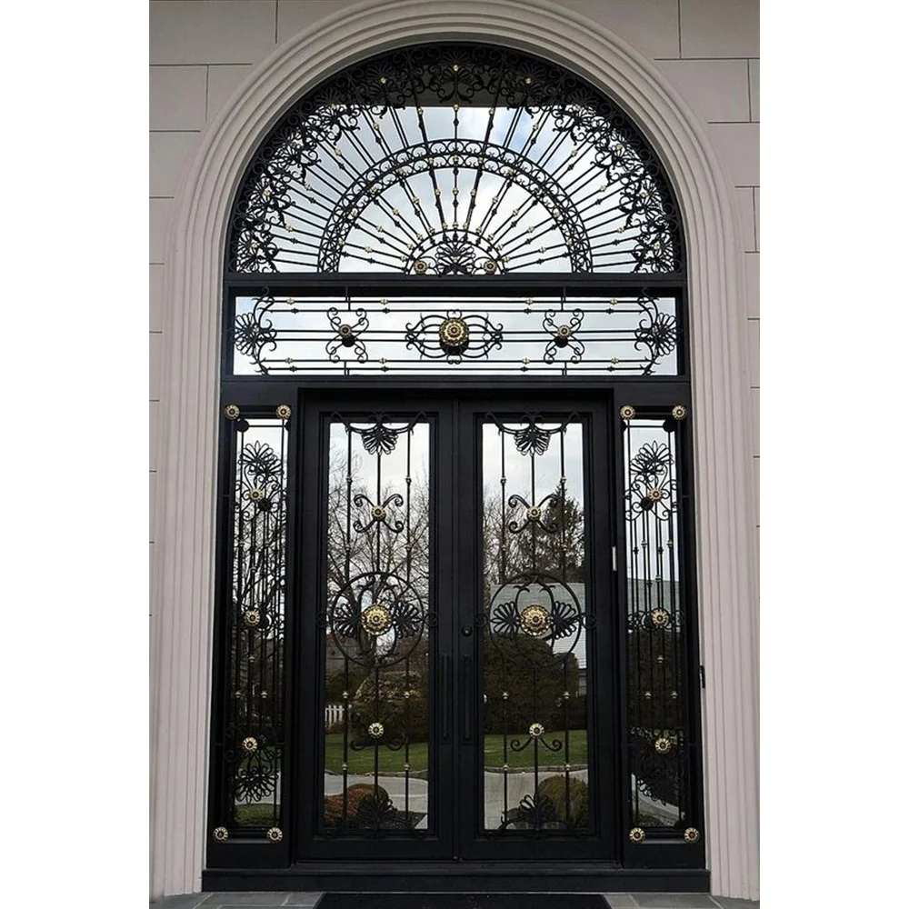Turkish Main Entrance Doors Security Iron Gate Design Wrought Iron French Doors Glass Pivot Exterior Front Entry Doors