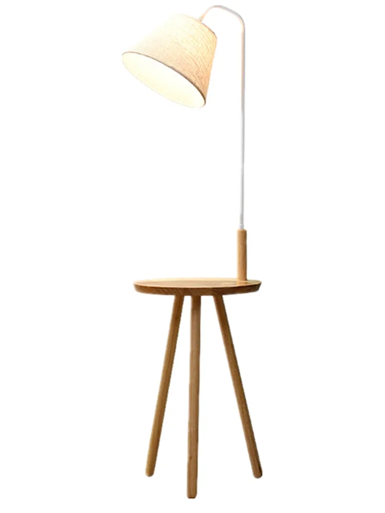 Modern LED Wood Tripod Floor Lamp With Wood Tray Reading Room Floor Lamp