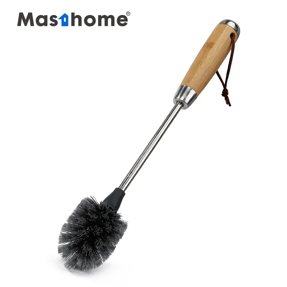 Masthome Bamboo & Stainless Steel Series Dustpan And Brush Set Dustpan With Brush