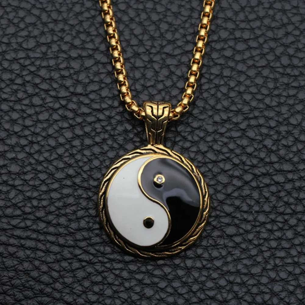 Mister Jewelry 18K Color Oxydic Stainless Steel Best Friends Yin Yang Pendant Necklace