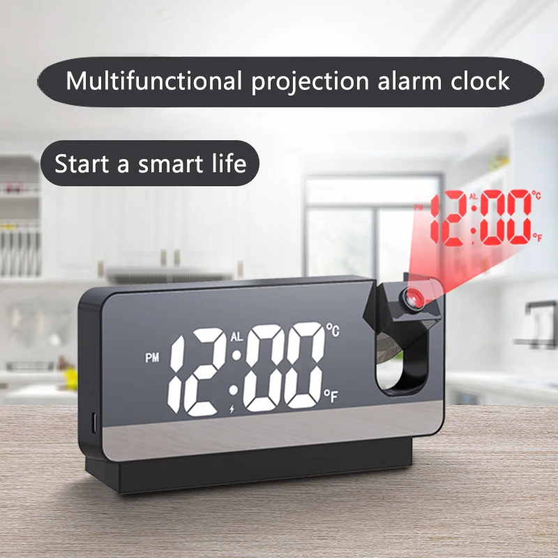 2024 New Large LED Analog Projection Clock Digital Loud Dual Alarm Clock Projection