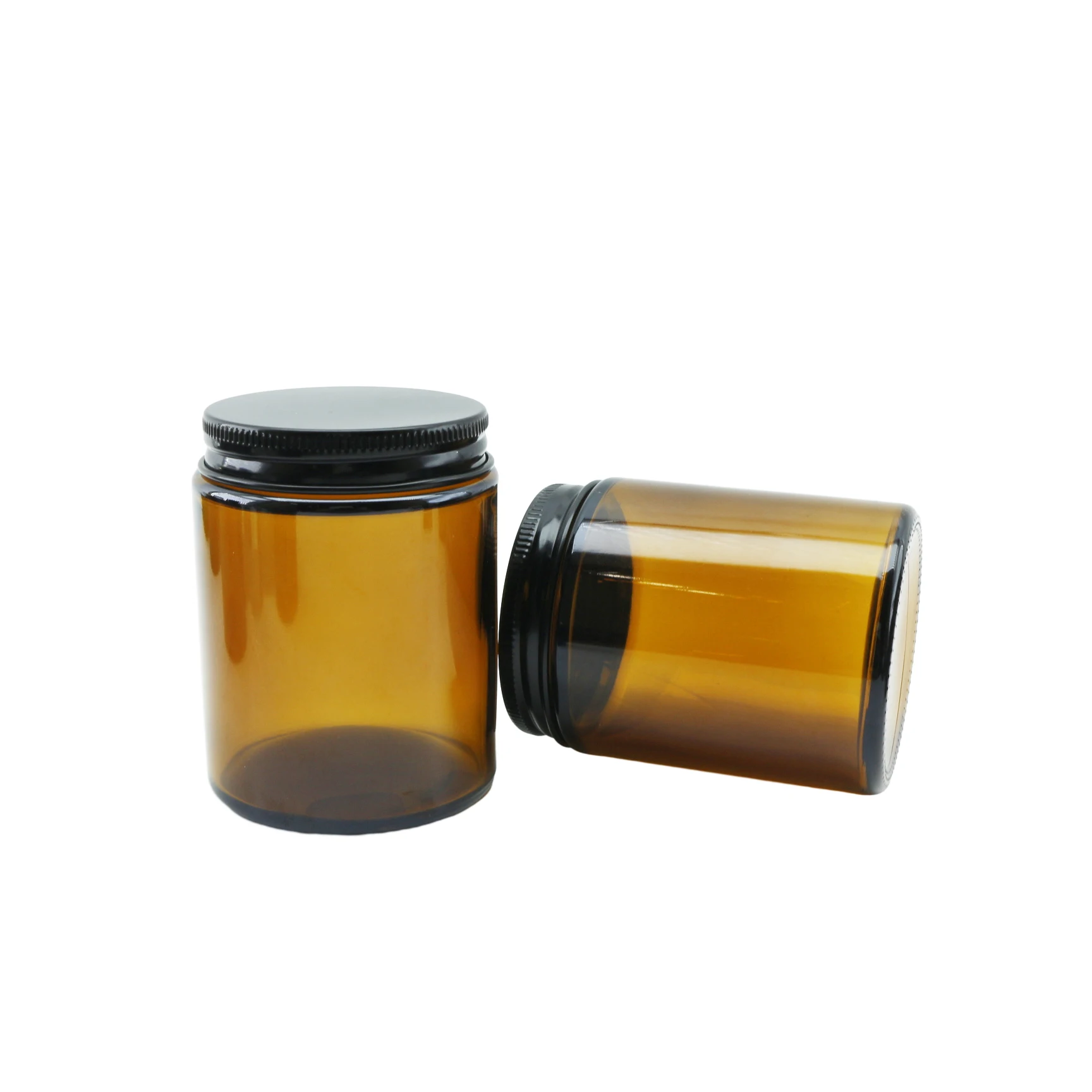 4oz 5oz 8oz Amber Empty Glass Scented Candle Jar With  Black