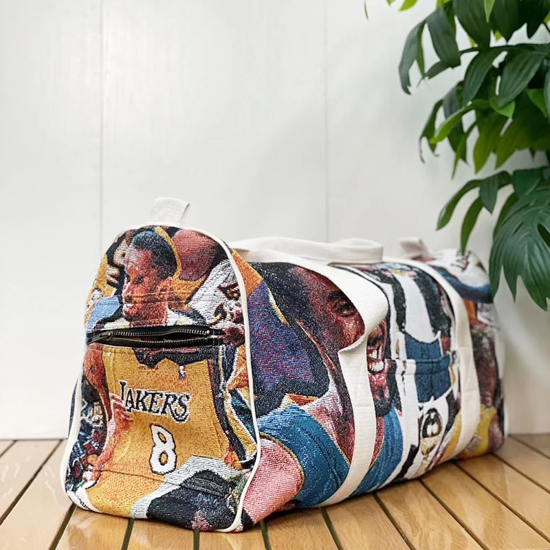 2023 Custom Logo And Size Large Travel Bag Tapestry Woven  Exercise Yoga Bag Throw Blanket Tote Bags Fashion Handbags Cotton