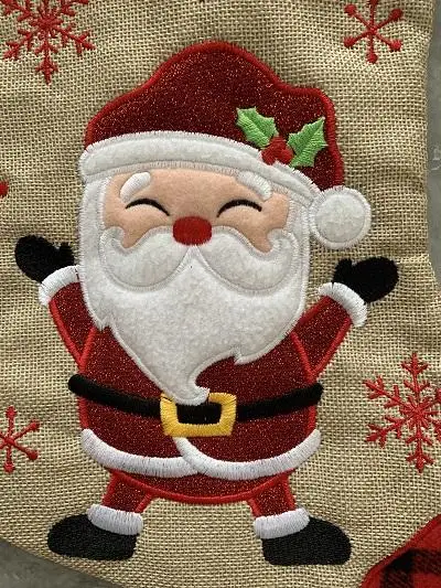 Custom Christmas Stockings Holiday Personalized Plaid Cuff  Rustic Natrual Style Santa Claus Pattern Christmas Stocking