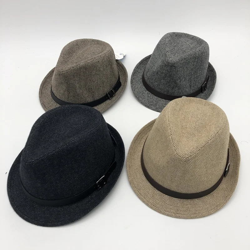 2021 зимняя Акция шерстяная шапка в елочку Jazz Gorras твидовая Федора Трилби шляпа Кепка