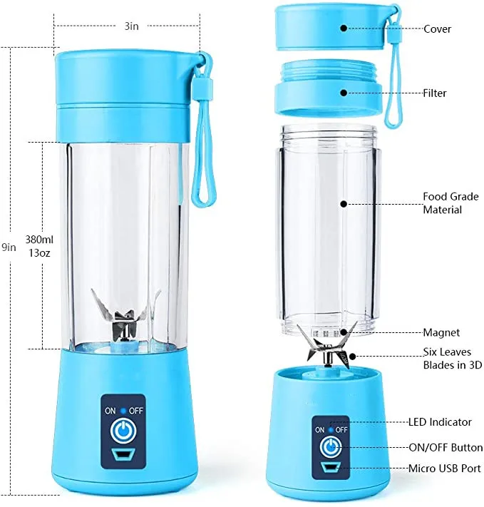 strong power usb recharged 380ml juicer portable electric blender juicer cup