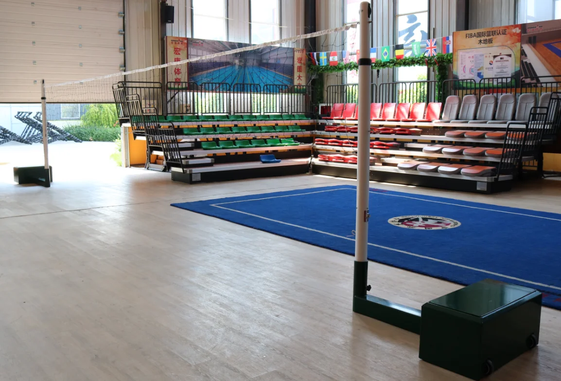 professional factory price adjustable movable stainless steel volleyball post volleyball pole stand