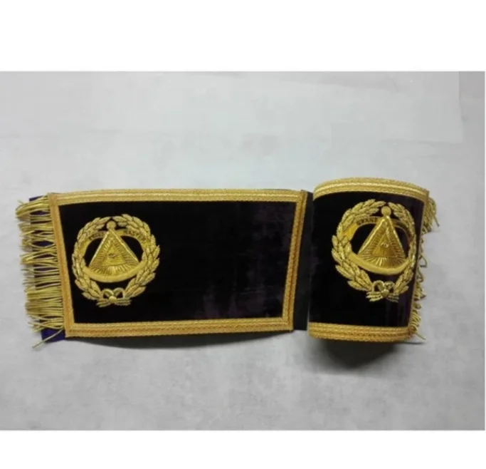 Blue Lodge Master Mason Masonic Apron Set Pakistan Made Masonic Regalia Apron, Collar & Gauntlets Cuffs