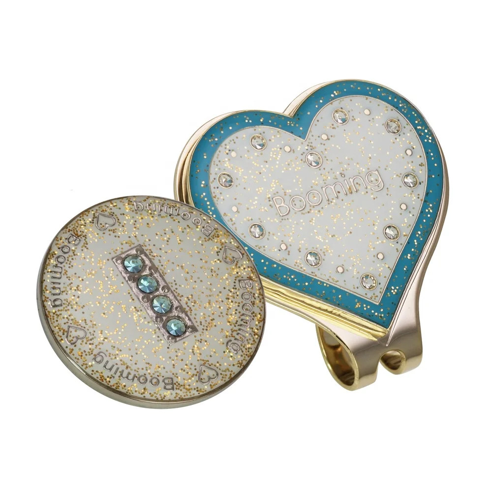 Custom metal magnetic hat clips with crystal ball marker, lady hat clip set