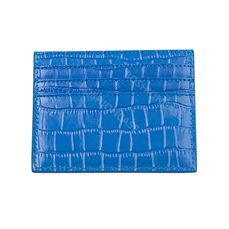 minimal slim Wallet Business minimalist RFID blocking coin Credit ID Card Holder Split crocodile leather men Card Case