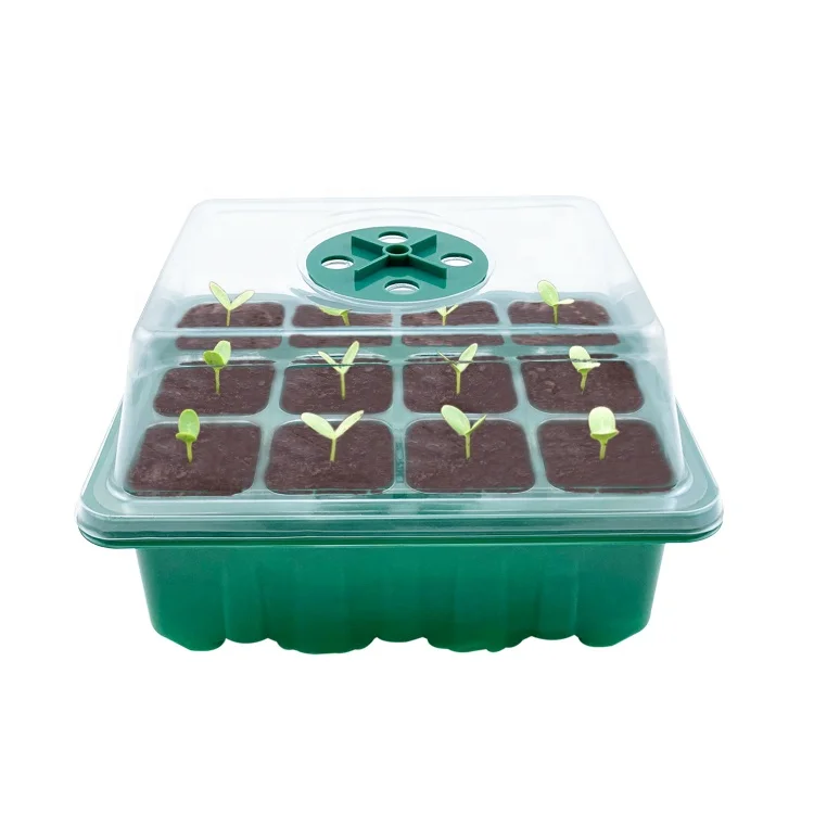 12 Cells Seeding Tray Greenhouse Germination Kit Plant Seed Starter Kit Plastic Trays Mushroom Cultivation Bag Plastic Jar Tray