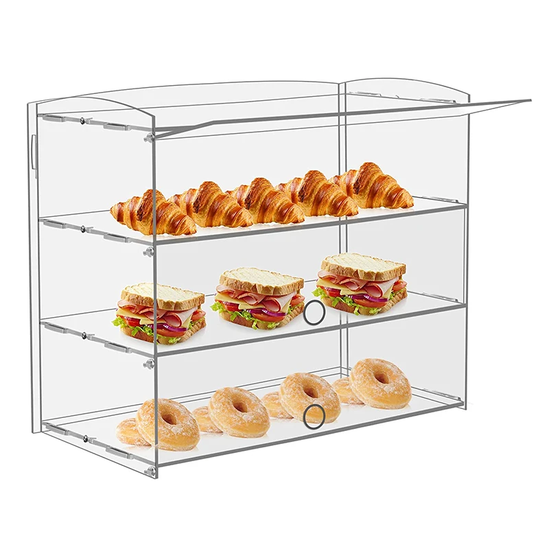 Custom Bread Shop Counter Top Acrylic Box Cake Pastry Display Case Bakery Display Cabinet