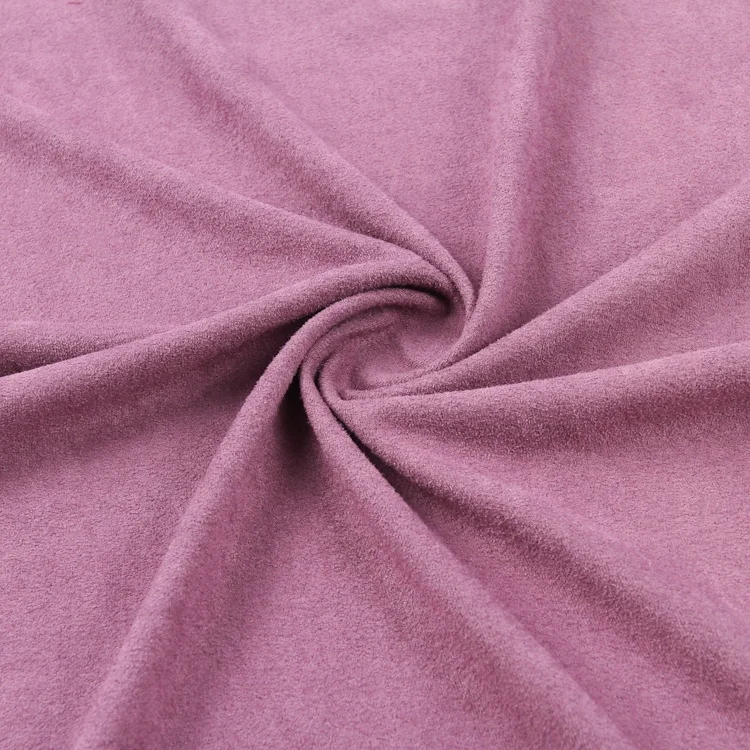 customized  90% polyester 10% spandex suede punched fabric microsuede knit