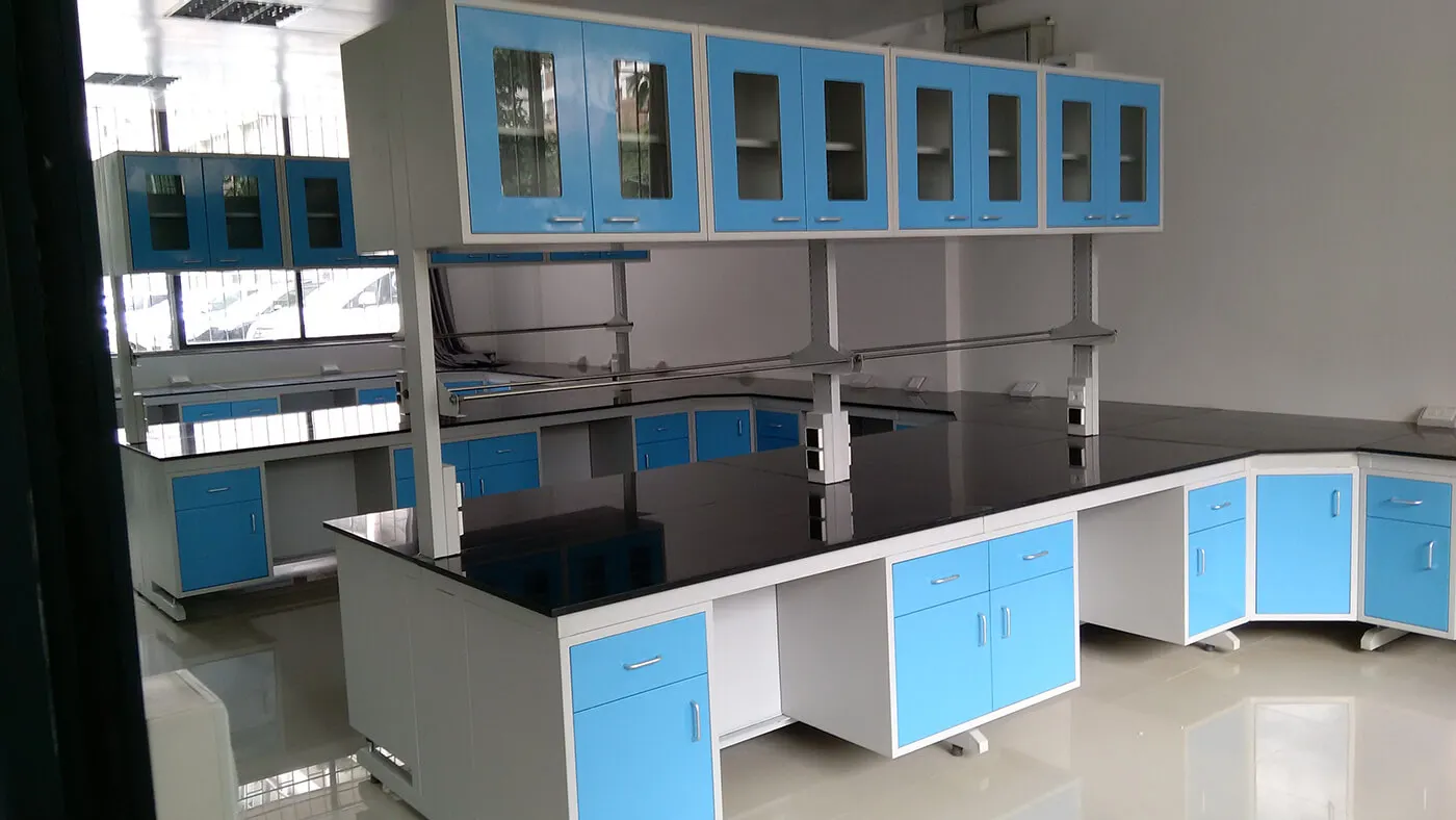 LAB021 Laboratory Workbenches with Steel Frame and Chemical Resistance Counter Top High Quality Lab Furniture
