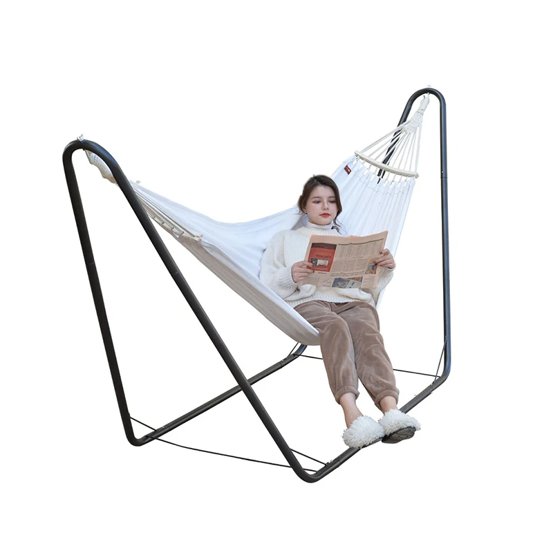 
Изогнутый гамак для внутреннего дворика с подставкой из белого хлопкового полотна 