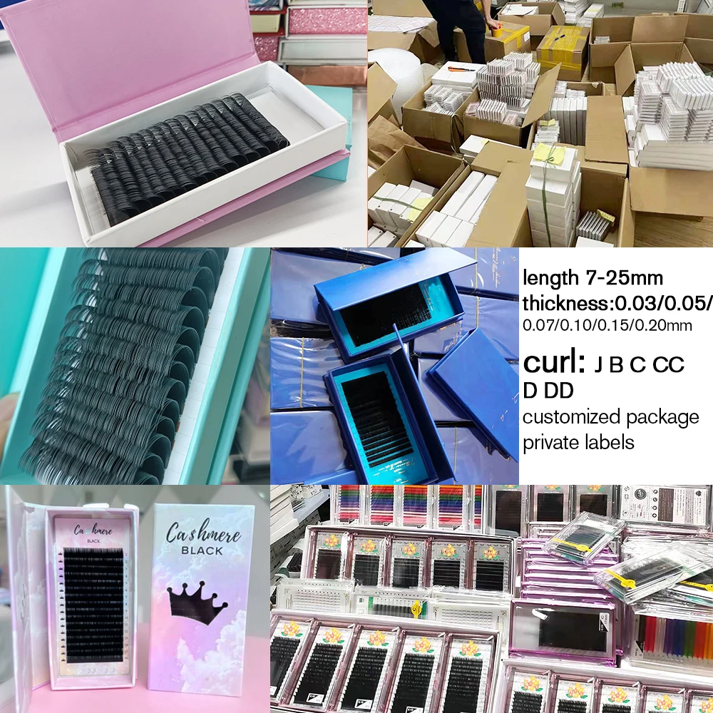 private label easy fan square real mink silk individual human hair volume eyelash  lash eyelash extensions korea easy fanning