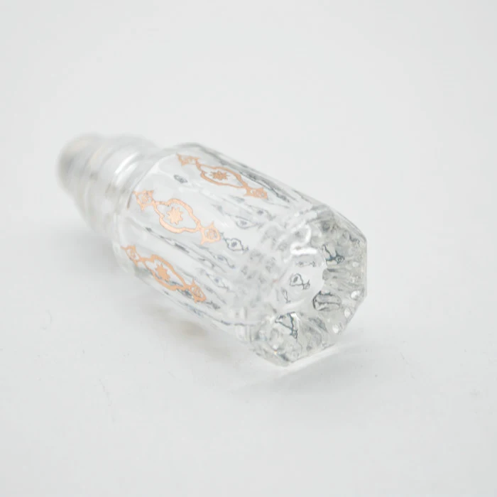 
3ml 6ml 12ml print glass attar perfume oil octagonal bottle with roll on / stick for oud 