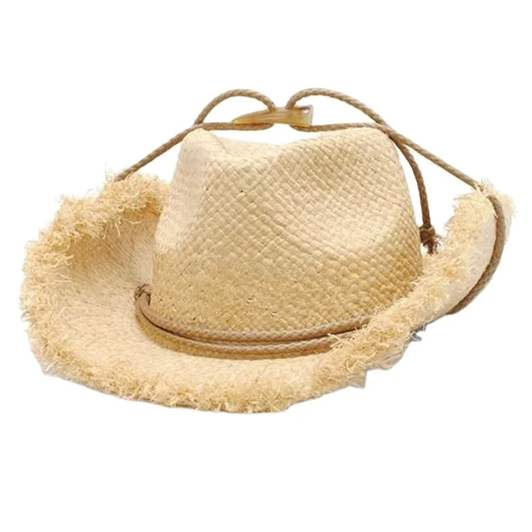 Customizable Wholesale Autumn New Jazz Cowboy Mountaineering Lafite Straw Hat cowboy straw hat