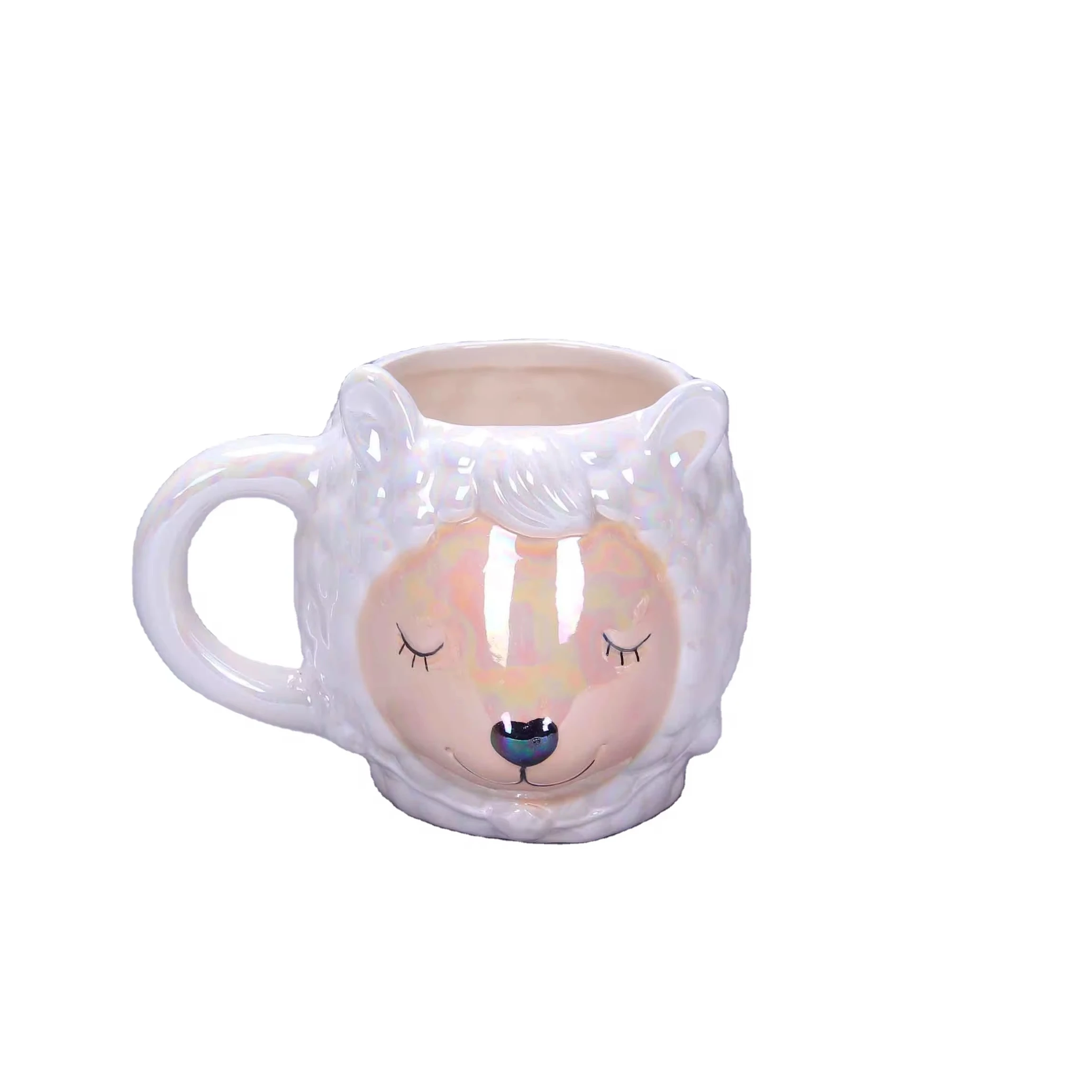 Best sale Cute  kids 3D sheep shaped ceramic mug  Creative Design with Comfortable Handgrip Perfect Cup