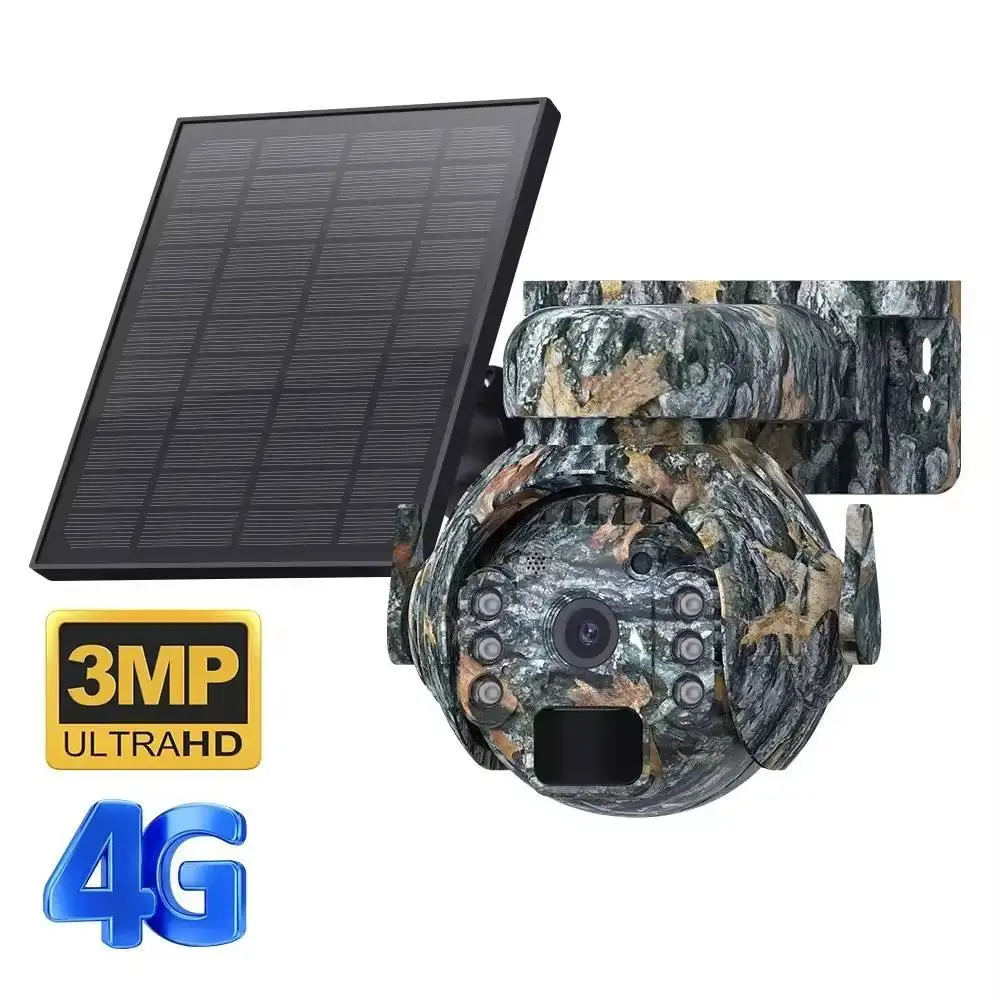 3MP Q55 Anti damage Camouflage Forest 4G Hunting IR Solar Power Trail Camera Traps Night Vision for Farm Outdoor Security